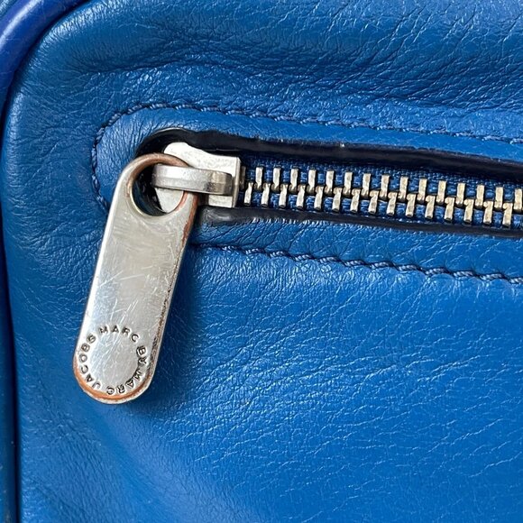 Marc By Marc Jacobs Blue Leather Crossbody Bag Coastal Minimalist Streetwear Y2K - Picture 8 of 10